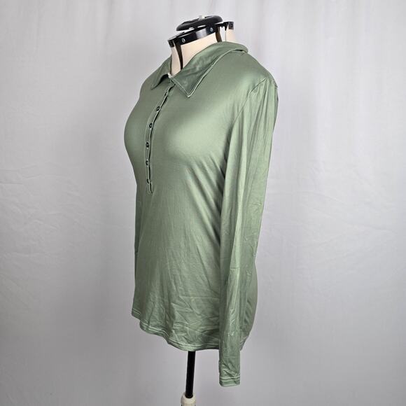 Unbranded Long Sleeve Tees Women's M Green Half Button NWOT - Picture 5 of 15
